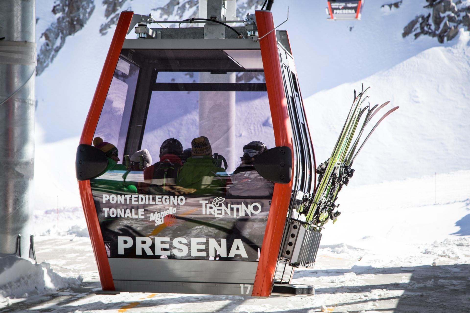 New gondola lift in passo Tonale Presena glacier